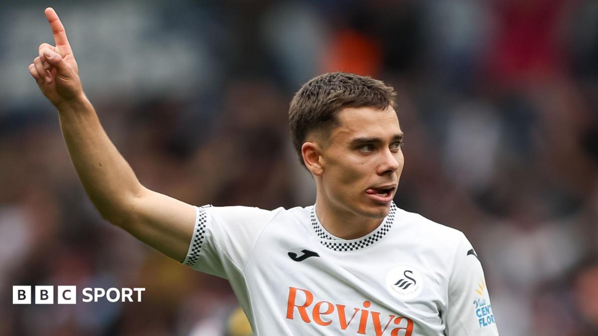 Leo Walta celebrates scoring for Swansea