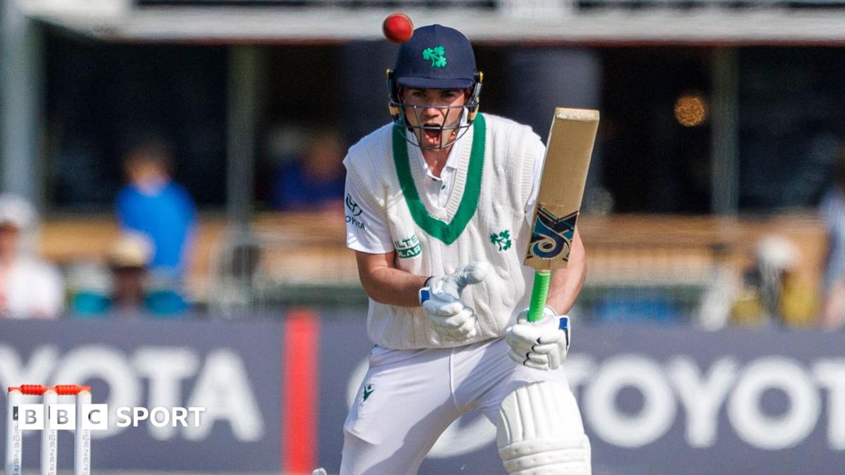 Ireland's Reuben Wilson turns down a single after he defends a ball during their Test against New Zealand