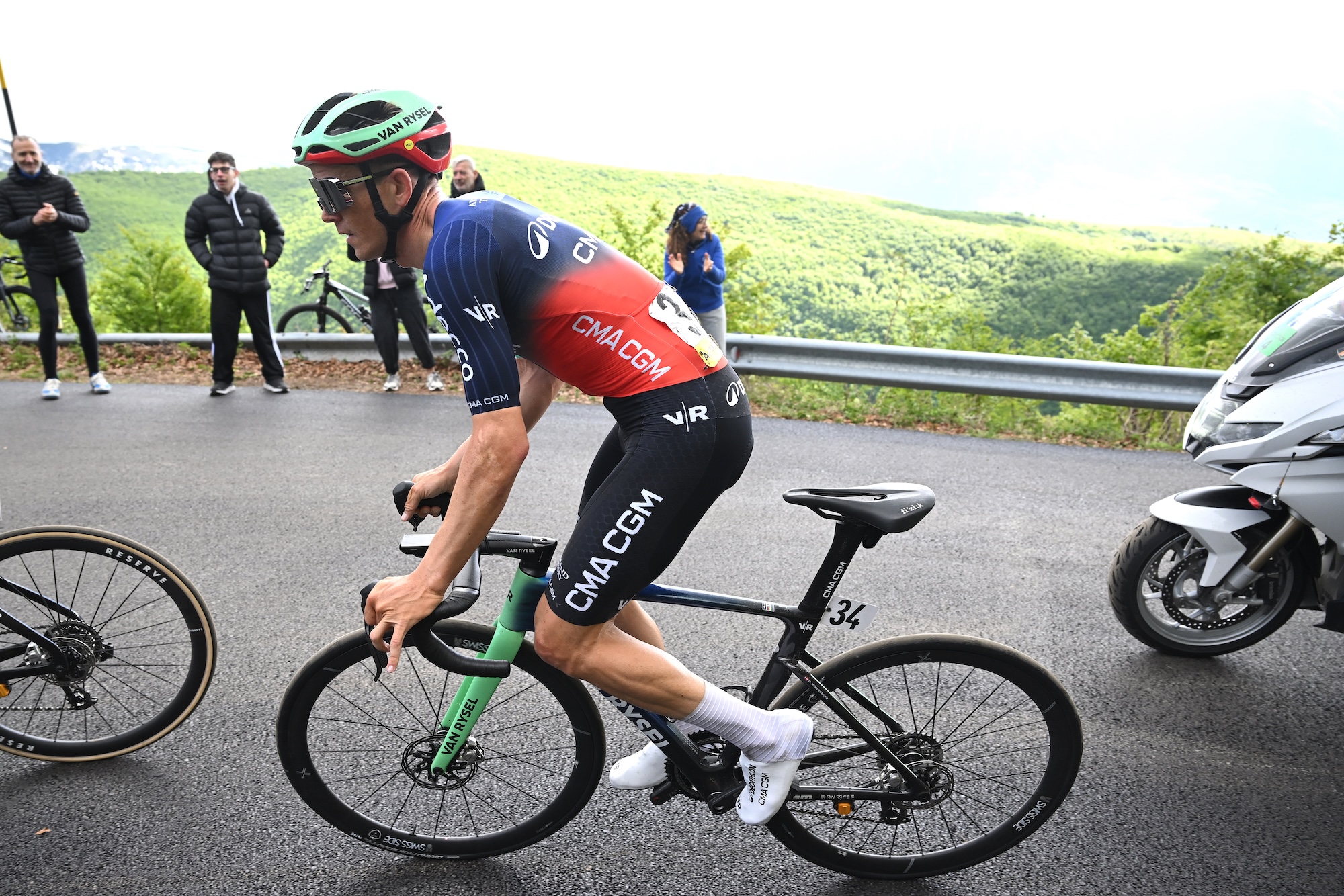 BLOCKHAUS, ITALY - MAY 15: Gregor Muhlberger of Austria and Team Decathlon CMA CGM competes during the 109th Giro d'Italia 2026, Stage 7 a 244km stage from Formia to Blockhaus 1658m / #UCIWT / on May 15, 2026 in Blockhaus, Italy. (Photo by Dario Belingheri/Getty Images)