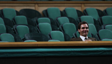 Roger Federer pictured all alone in Wimbledon Royal Box as celebrities desert match