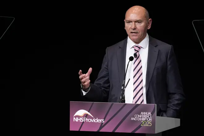 NHS chief executive Sir Jim Mackey speaking at the NHS Providers' annual conference and exhibition at Manchester Central