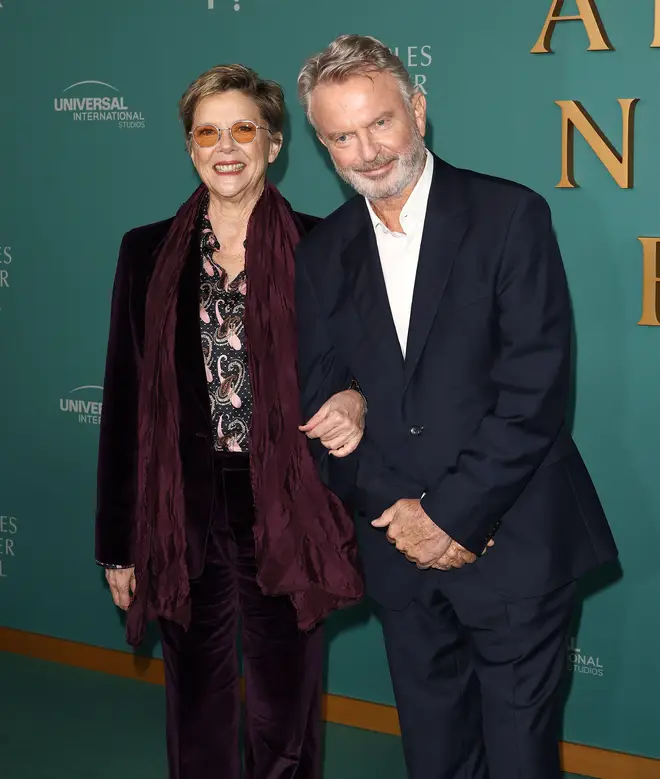 Annette Bening, Sam Neill arrives at Apples Never Fall LA Premiere Red Carpet held at The Academy Museum of Motion Picture Arts and Sciences in Los Angeles.