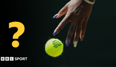 Unknown tennis player with question graphic