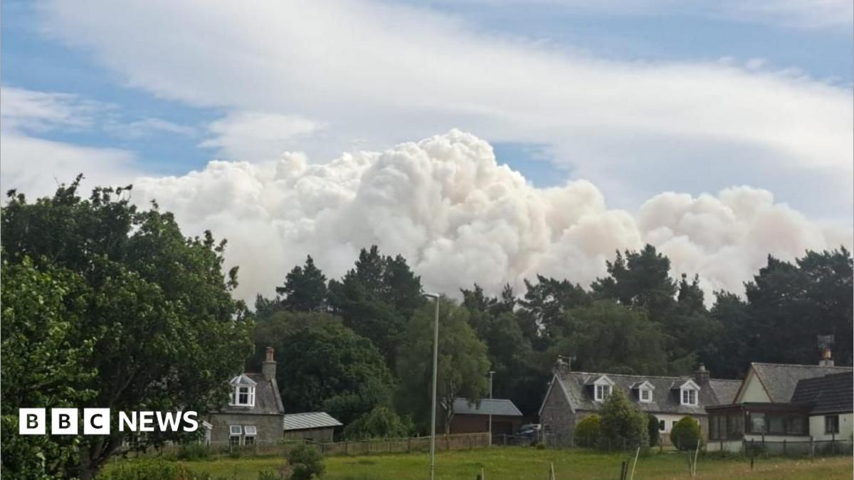 Smoke rising near the village of Nethy Bridge during the wildfire in the Cairngorms National Park.
