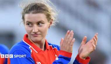 Charlie Dean reacts after being run out backing up by Deepti Sharma at Lord's in 2022
