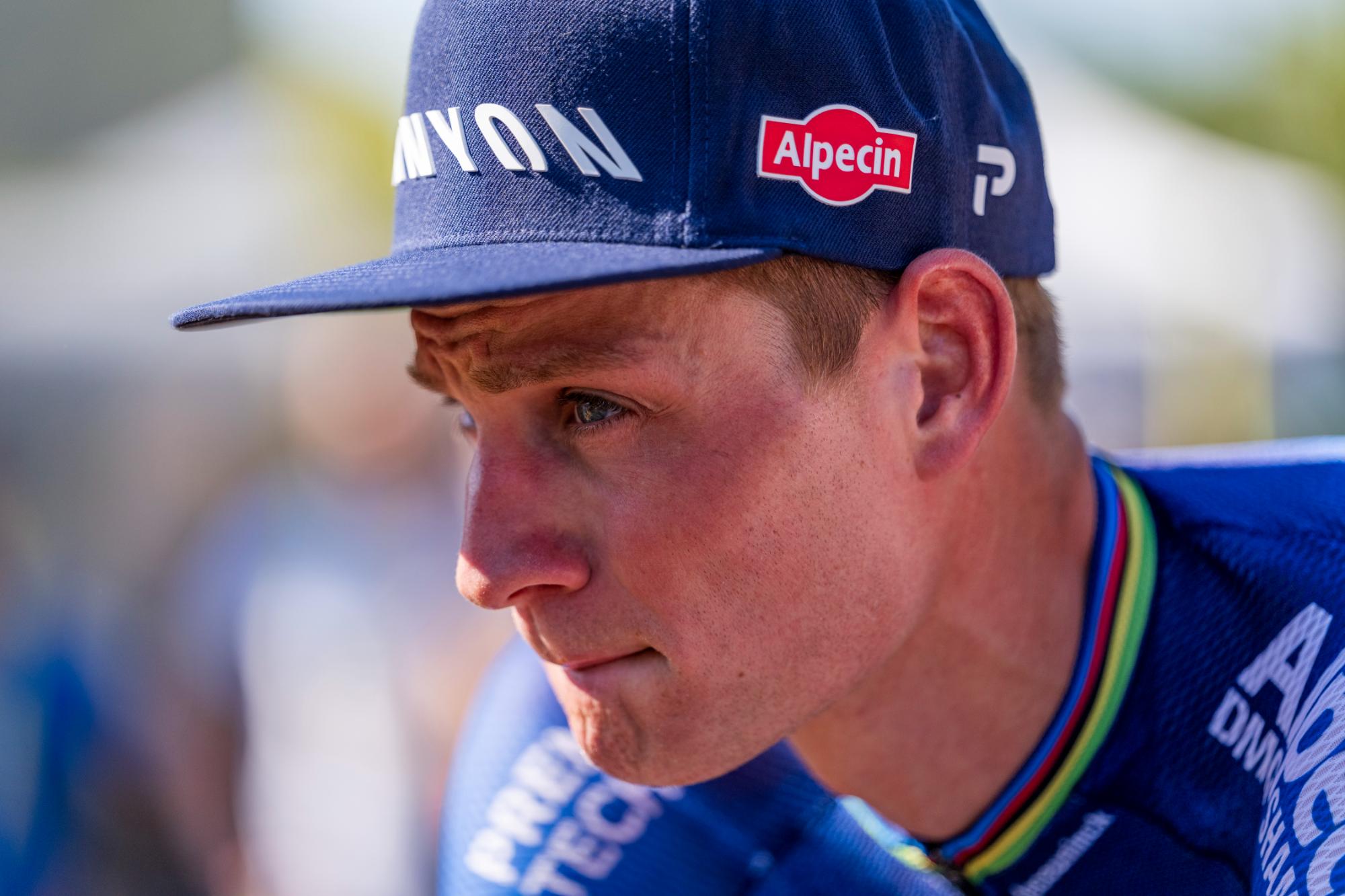 Mathieu van der Poel looks concerned