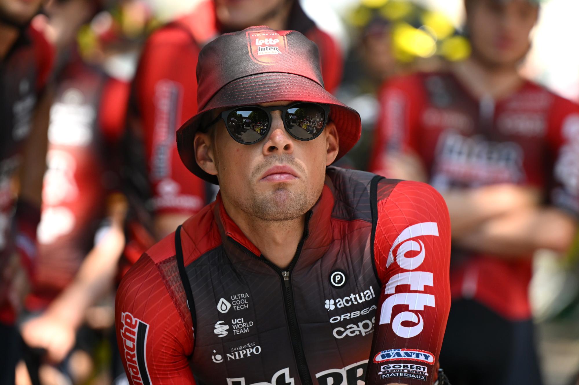 Baptiste Veistroffer wears a hat and sunglasses