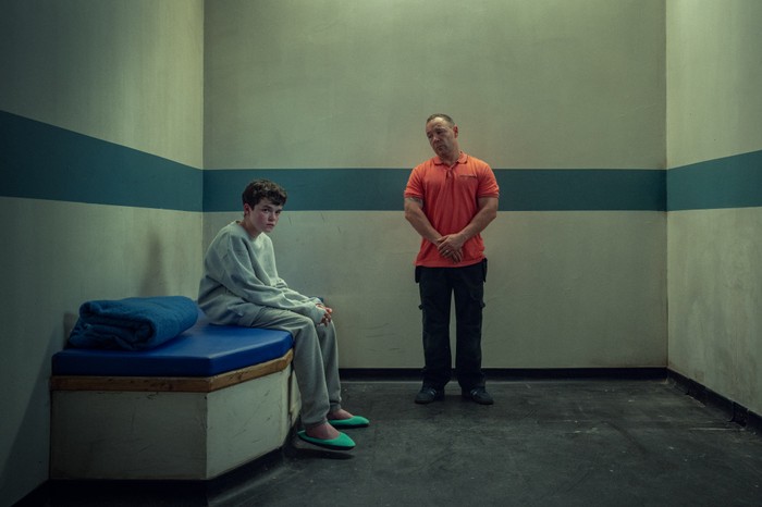 Adolescence (L to R) Owen Cooper as Jamie Miller, Stephen Graham as Eddie Miller, in Adolescence.