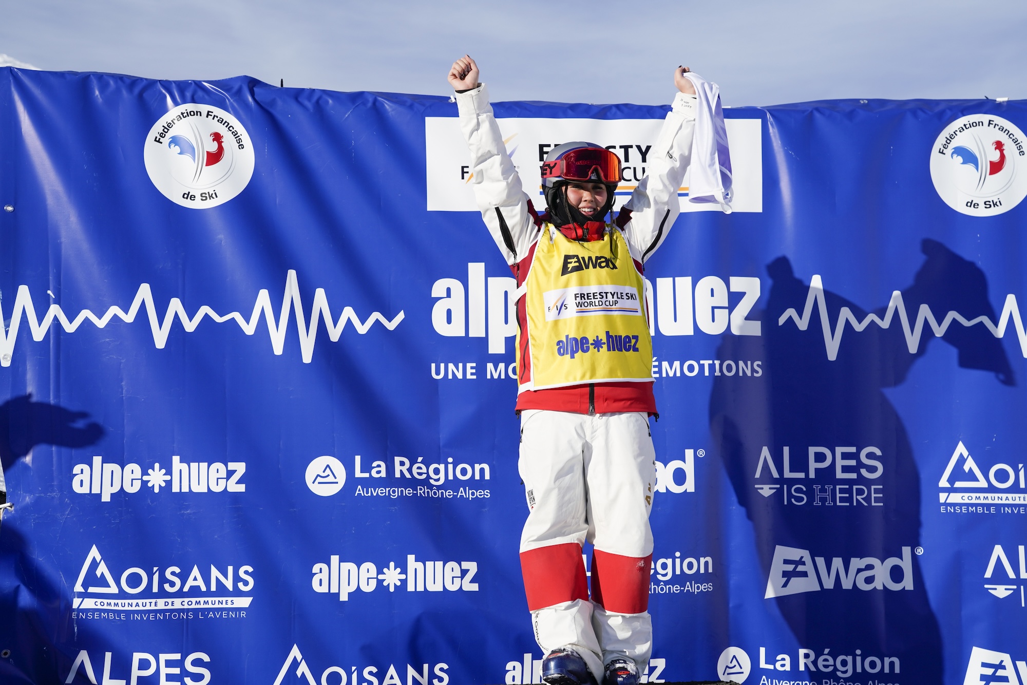 ALPE D'HUEZ, FRANCE - DECEMBER 17: Anri Kawamura takes 1st place in the overall standings during the FIS Freestyle Ski World Cup Men's and Women's Dual Moguls on December 17, 2022 in Alpe d'Huez, France. (Photo by Paul Brechu/Agence Zoom/Getty Images)