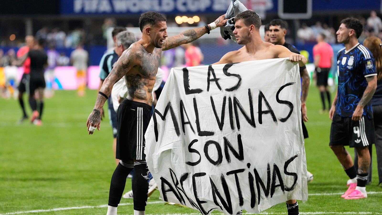 'The Falklands are ours': No 10 backs calls for Fifa investigation into Argentina players' banner