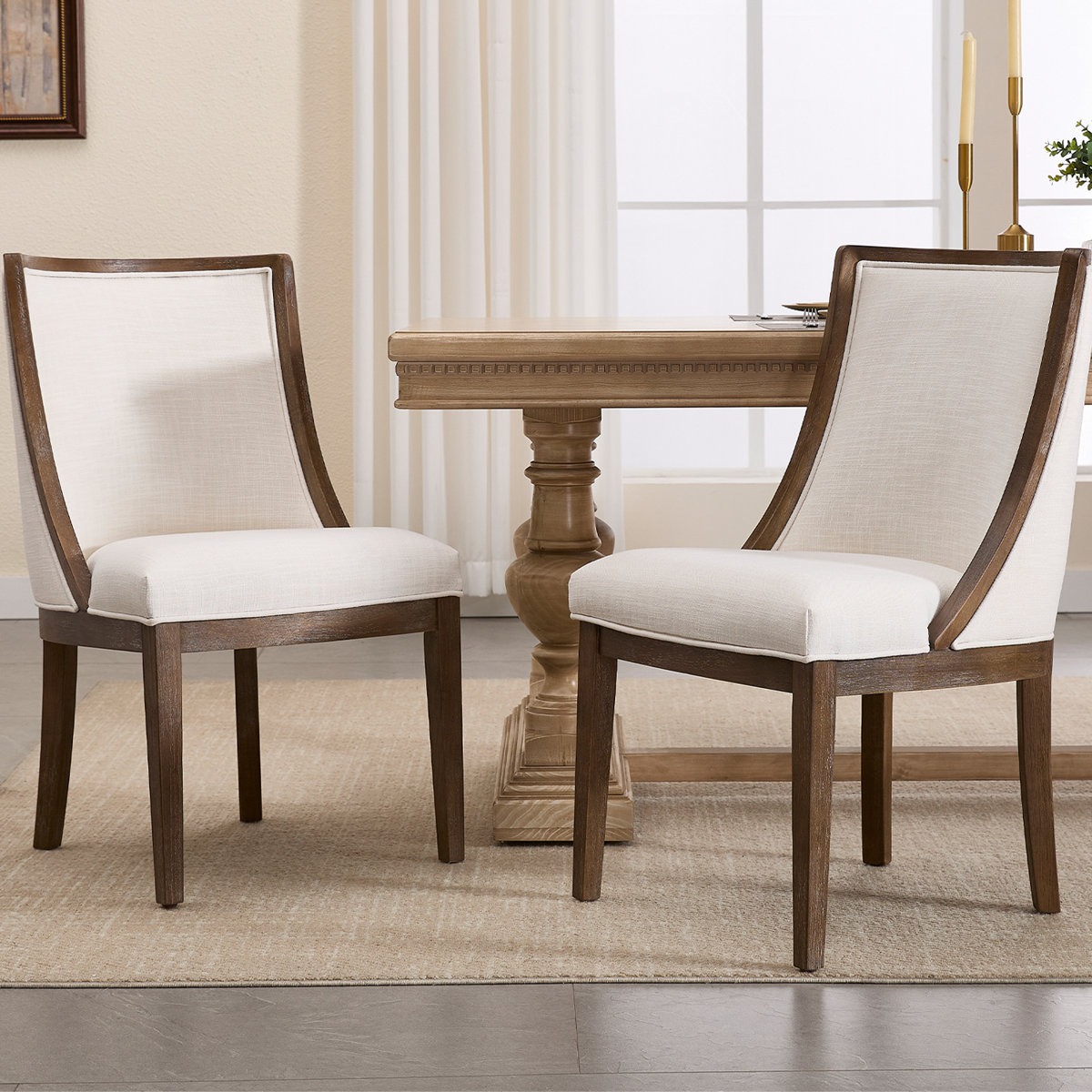 Lark Manor™ Vintage Style Upholstered Solid Wood Legs Linen Dining Chair With Backrest, With Solid Wood Frame, for Dining Room/living Room & Reviews | Wayfair