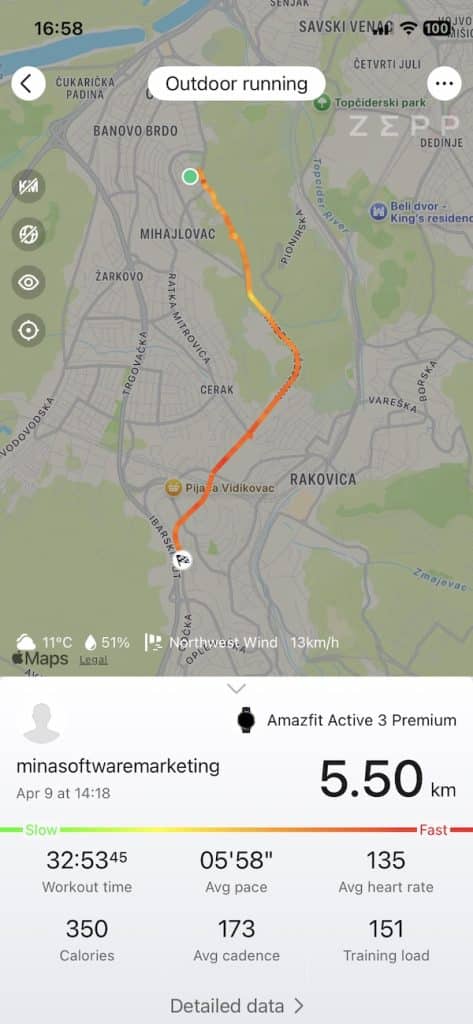 Amazfit Active 3 Premium run tracking