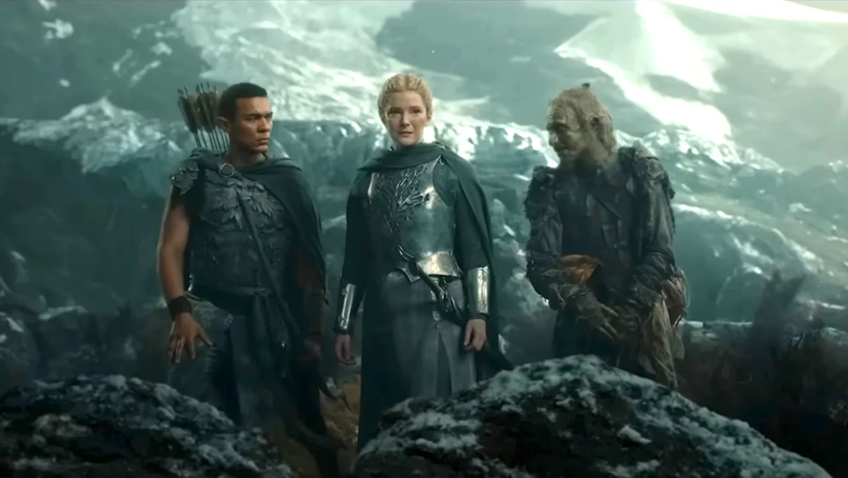 Arondir, Galadirel, and Marnûkh in The Rings of Power season 3