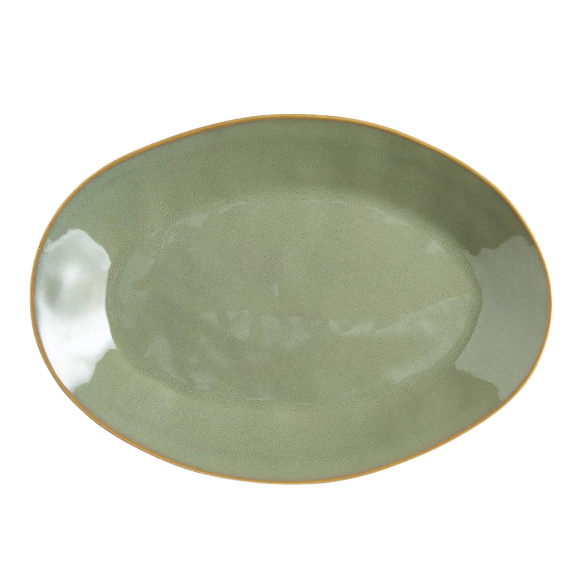 Crate & Barrel, Marin Sage Green Small Oval Stoneware Platter