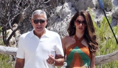 Amal Clooney Approves of Suede for Summer—As Long As It’s Vintage Mugler