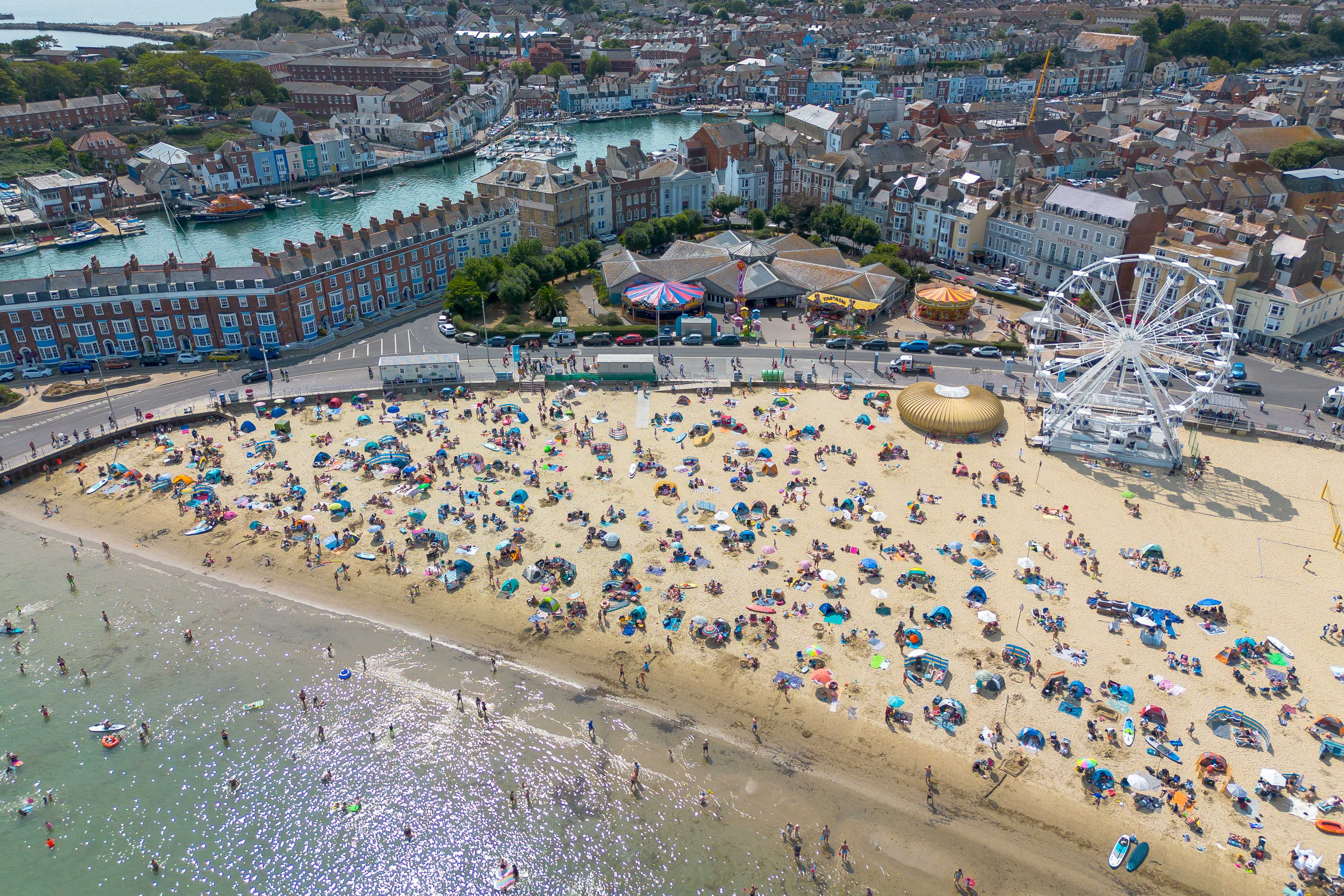 Weymouth Harbour, seen top left, is near Weymouth beach