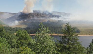 Fire service tackle moorland blaze after fireworks set off nearby