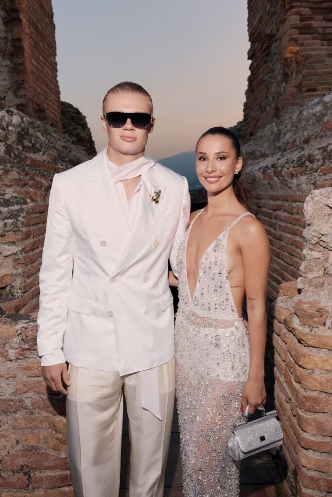 Erling Haaland and Isabel Haugseng Johansen at the Dolce & Gabbana Alta Sartoria