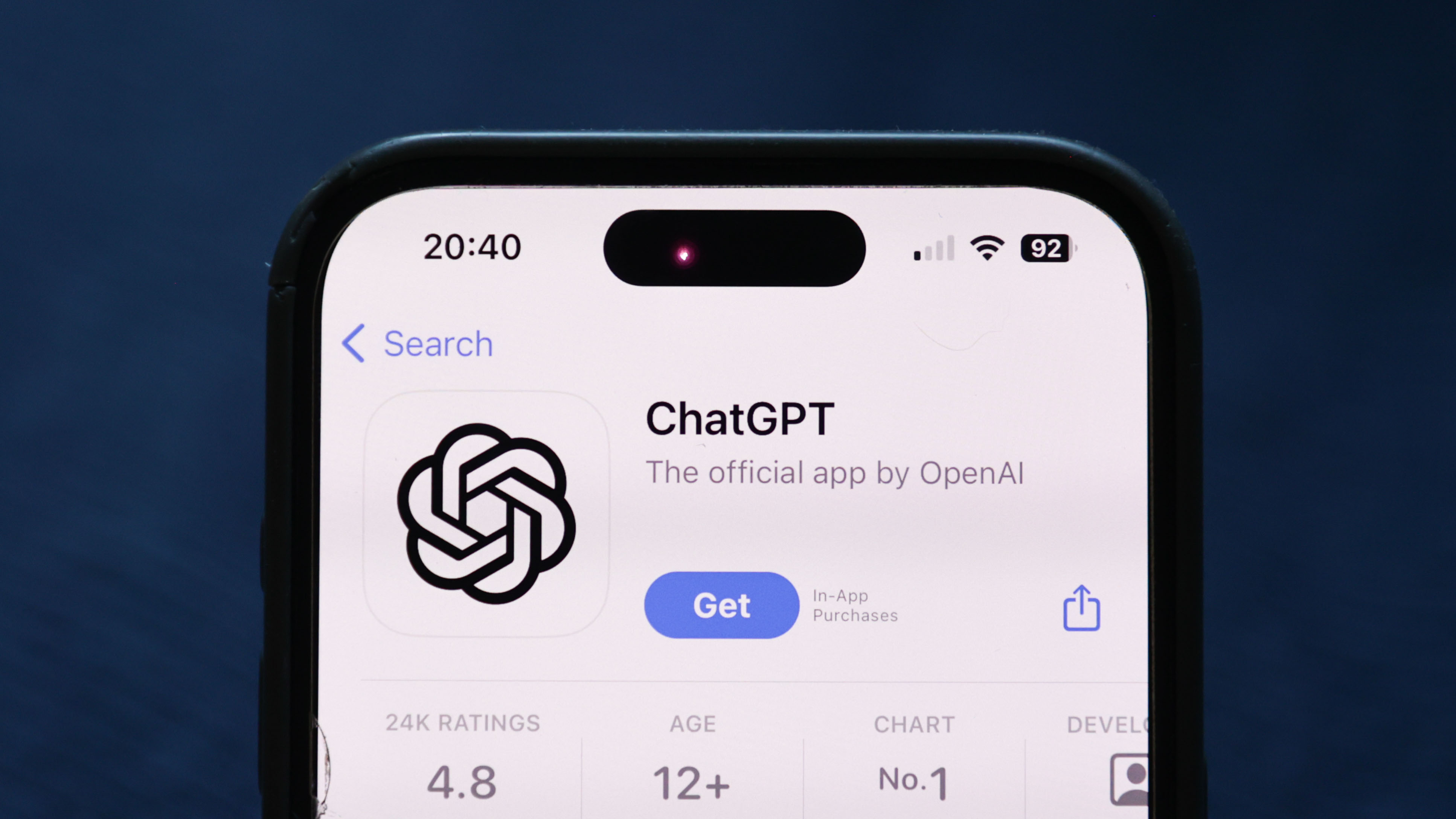 ChatGPT on App Store displayed on a phone screen is seen in this illustration photo taken in Poland on June 5, 2024.