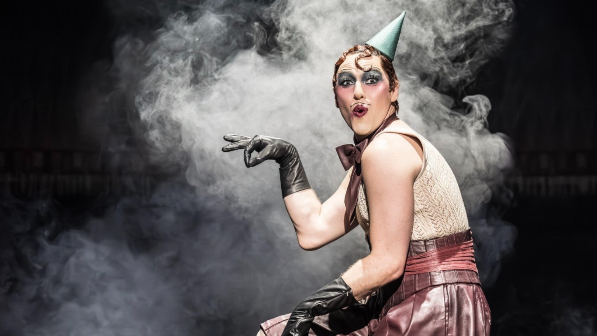 Muscato says he's having the time of his life as the Emcee in 'Cabaret.'