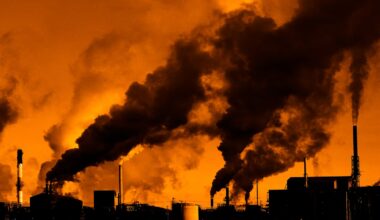 Pollution poor air quality factory smoke stacks environment