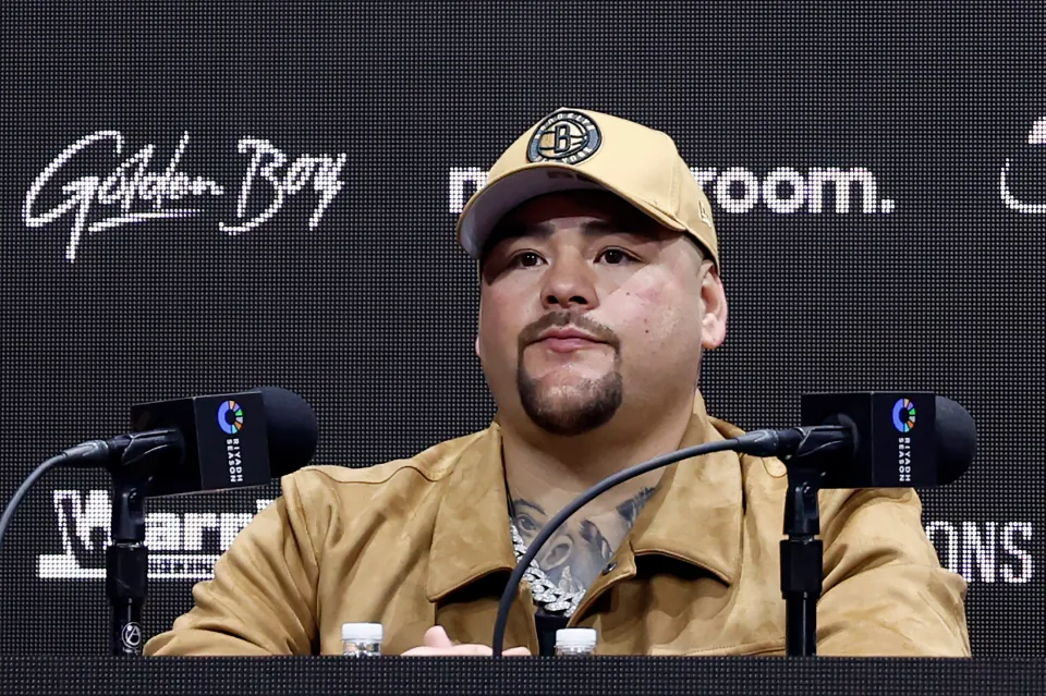 NEW YORK, NEW YORK - APRIL 24: Professional boxer Andy Ruiz Jr. speaks during a press conference to announce a fight between Terence Crawford and Israil Madrimov as part of the Riyadh Season Card at Gotham Hall on April 24, 2024 in New York City. (Photo by Sarah Stier/Getty Images)