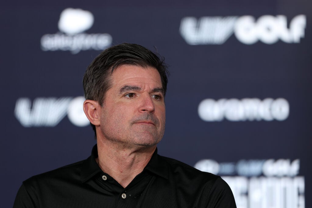 Scott O'Neil speaks with the media ahead of LIV Golf Hong Kong