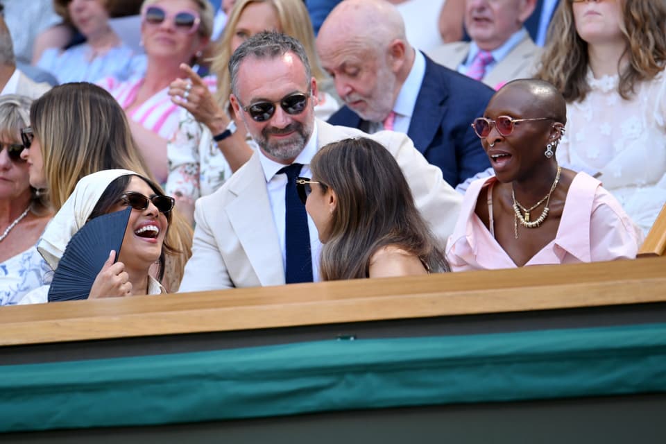 <p>Priyanka Chopra Jonas, Anjula Acharia and Cynthia Erivo during day eleven of the 2026 Wimbledon Tennis Championships</p>