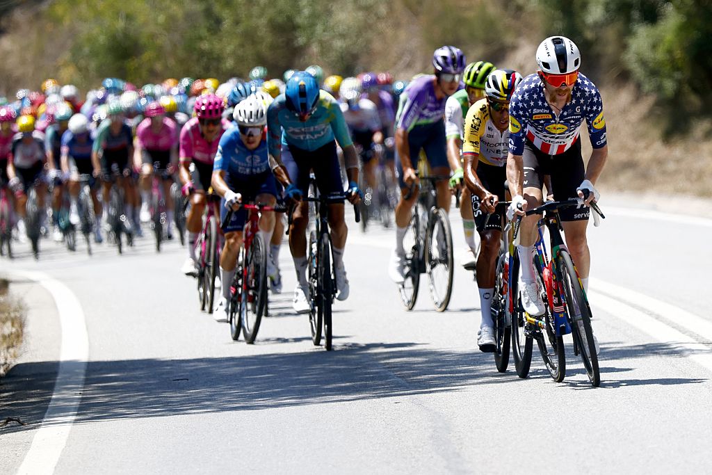 American Quinn Simmons of Lidl-Trek pictured in action during stage 3 of the 2026 Tour de France cycling race, a stage of 195,9km from Granollers, Spain, to Les Angles, France, Monday 06 July 2026. The 113th edition of the Tour de France starts on Saturday 4 July in Barcelona, Spain, and will finish in Paris, France on the 26th of July. BELGA PHOTO POOL LUCA BETTINI (Photo by POOL LUCA BETTINI / BELGA MAG / Belga via AFP)