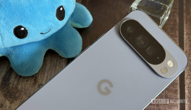 Google Pixel 10 Pro XL with plushie on desk