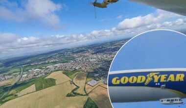 Cockpit view: Pilot shares images taken from Goodyear Blimp as it flies over Kent for first time in four years