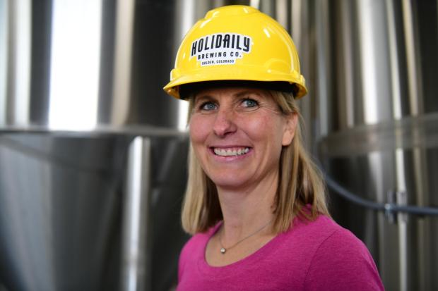 GOLDEN, CO - APRIL 16: Karen Hertz, founder of Holidaily Brewing Company, is in construction site of the new facility of Holidaily Brewing Company in Golden, CO. April 16, 2019. The facility will be the largest dedicated gluten-free production brewery in the U.S. and the 10,000 square foot facility will triple the company's brewing capacity. (Photo by Hyoung Chang/The Denver Post)