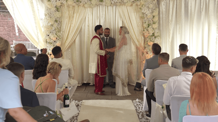 Hollyoaks Summer trailer (28) Imran and Leah get married in a scene from Hollyoaks