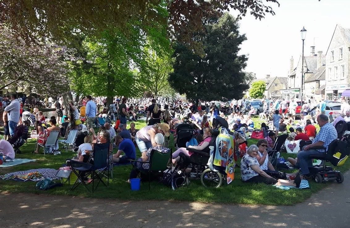 Rammed: the village green at Bourton-on-the-Water