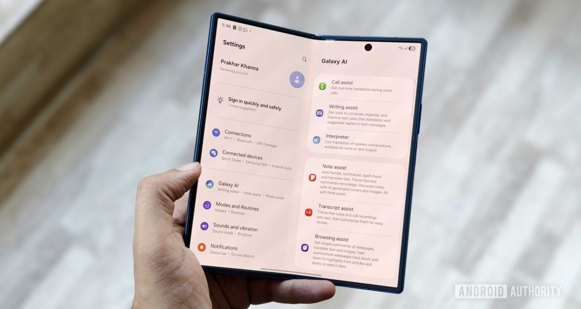 Samsung Galaxy Z Fold 7 half-folded.