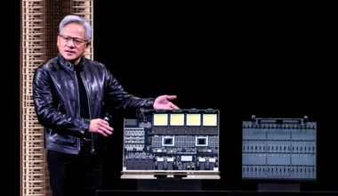 Nvidia CEO Jensen Huang introduces Vera Rubin, a next-generation AI data center platform, and Rubin Ultra, a next-generation AI GPU architecture, during the keynote address at GTC 2026.