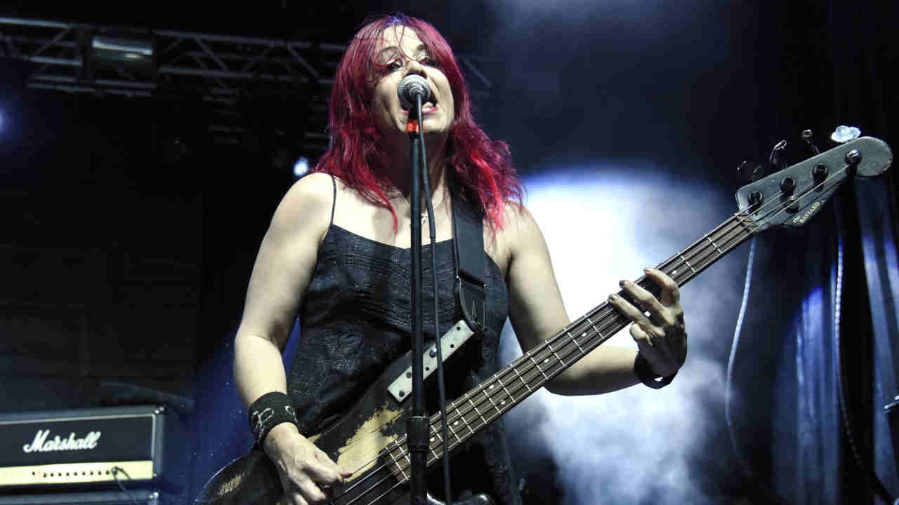 L7 bassist Jennifer Finch performing onstage in the 2000s