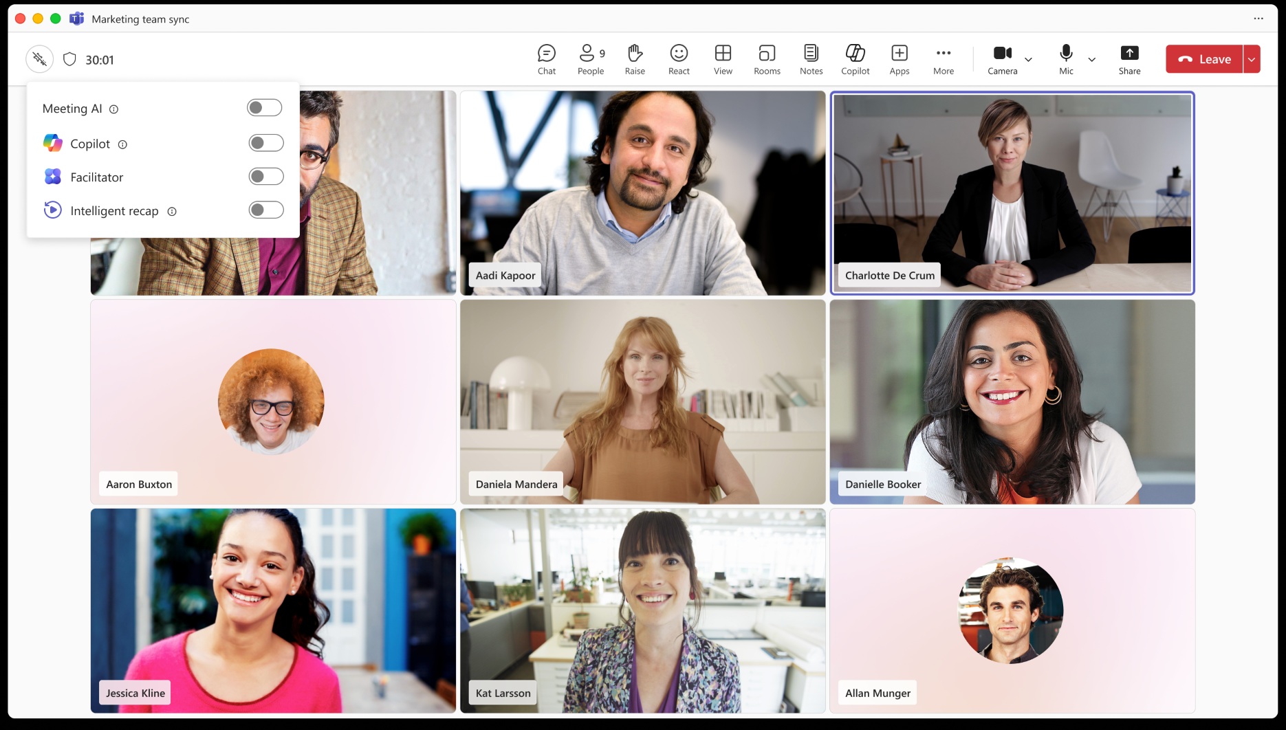 Microsoft Teams Meeting AI controls
