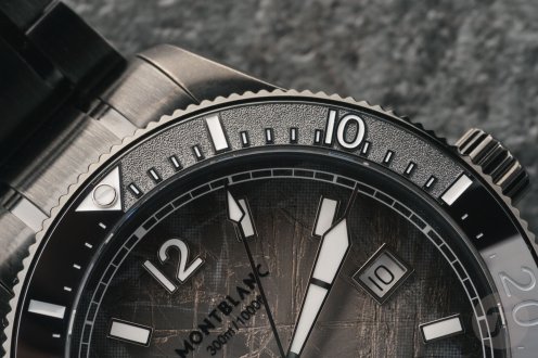 Montblanc Iced Sea Automatic Date 0 Oxygen ref. MB137541 bezel up close