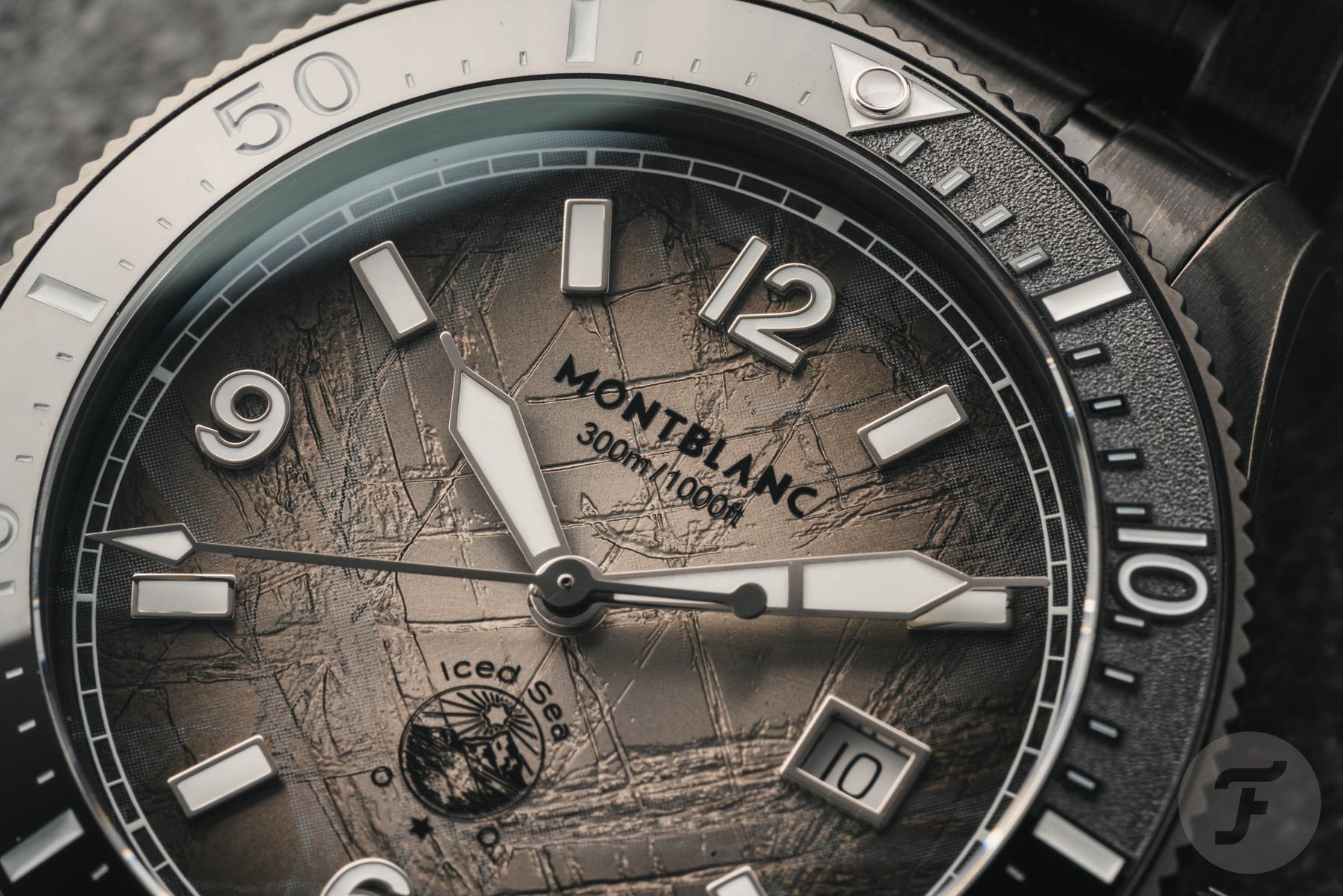Dial of the Montblanc Iced Sea Automatic Date 0 Oxygen ref. MB137541