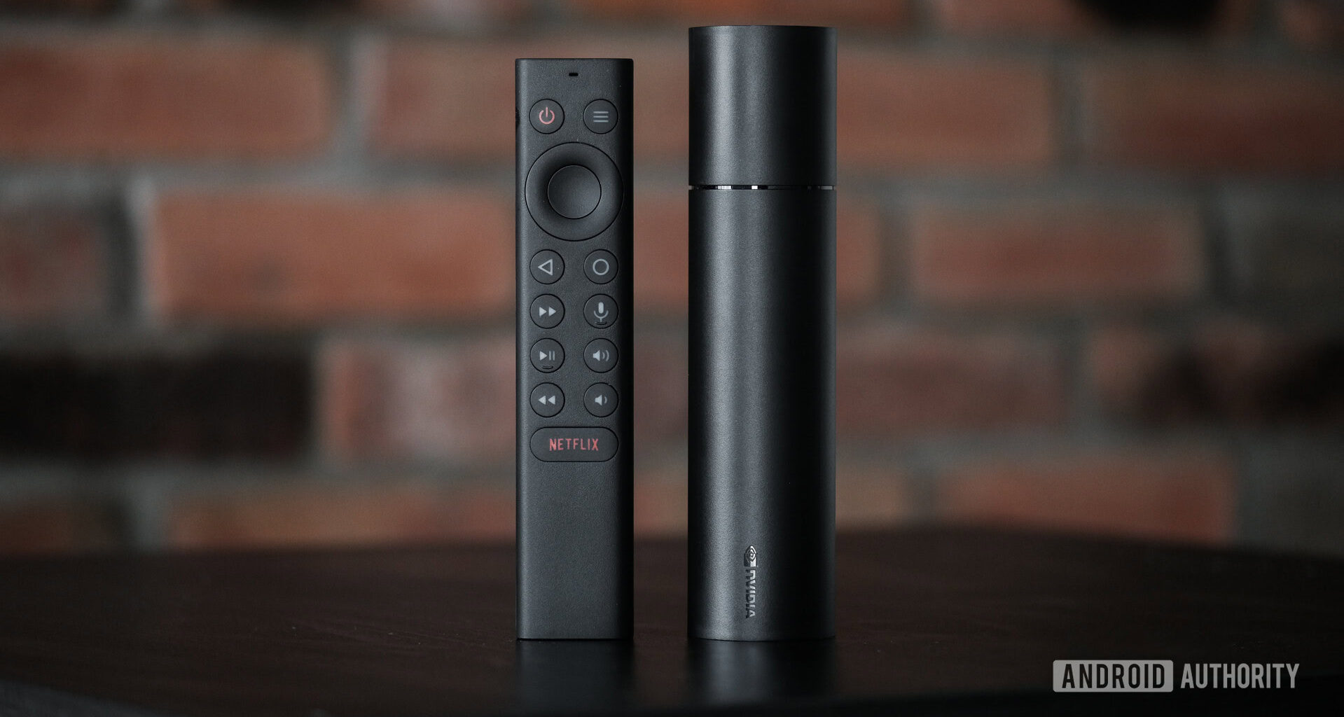 NVIDA Shield TV 2019 modle and controller upright