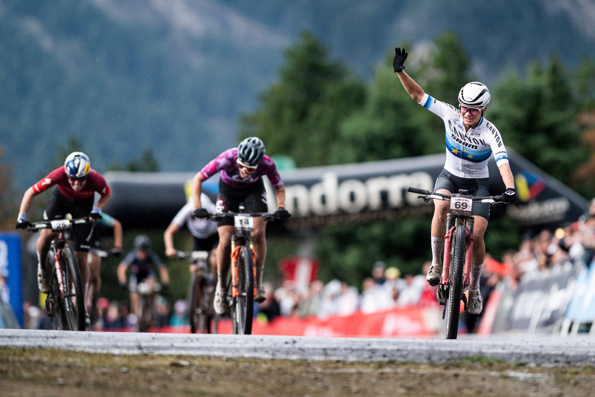 Jenny Rissveds of Sweden and Team CanyonFactory XC Wins the XCC Women Elite Race at the UCI Mountain Bike World Series In Andorra
