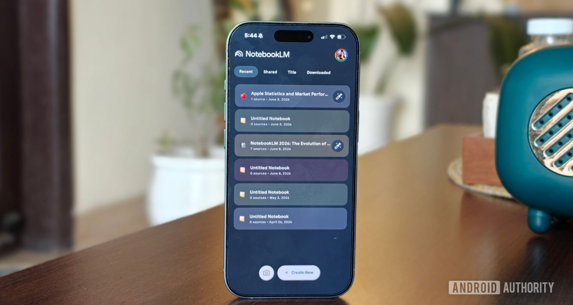 NotebookLM opened on an iPhone