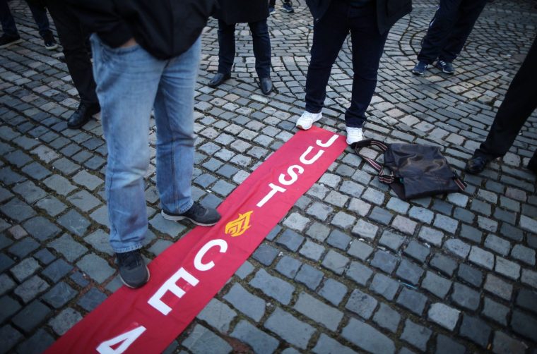 LIVERPOOL, ENGLAND - APRIL 27: A banner stating justice is laid out on the pavement outside Liverpool's Saint George's Hall as thousands of people gather to attend a vigil for the 96 victims of the Hillsborough tragedy on April 27, 2016 in Liverpool, England. The civic commemoration event marks the outcome of the fresh inquests into the 1989 Hillsborough disaster, in which 96 football supporters were crushed to death, and concluded yesterday with a verdict of unlawful killing. Relatives, Liverpool supporters and members of the public are taking part in the vigil at St George's Hall where a candle is lit for each of the 96 victims who lost their lives during a crush at the Hillsborough football ground in Sheffield, South Yorkshire in 1989.. (Photo by Christopher Furlong/Getty Images)