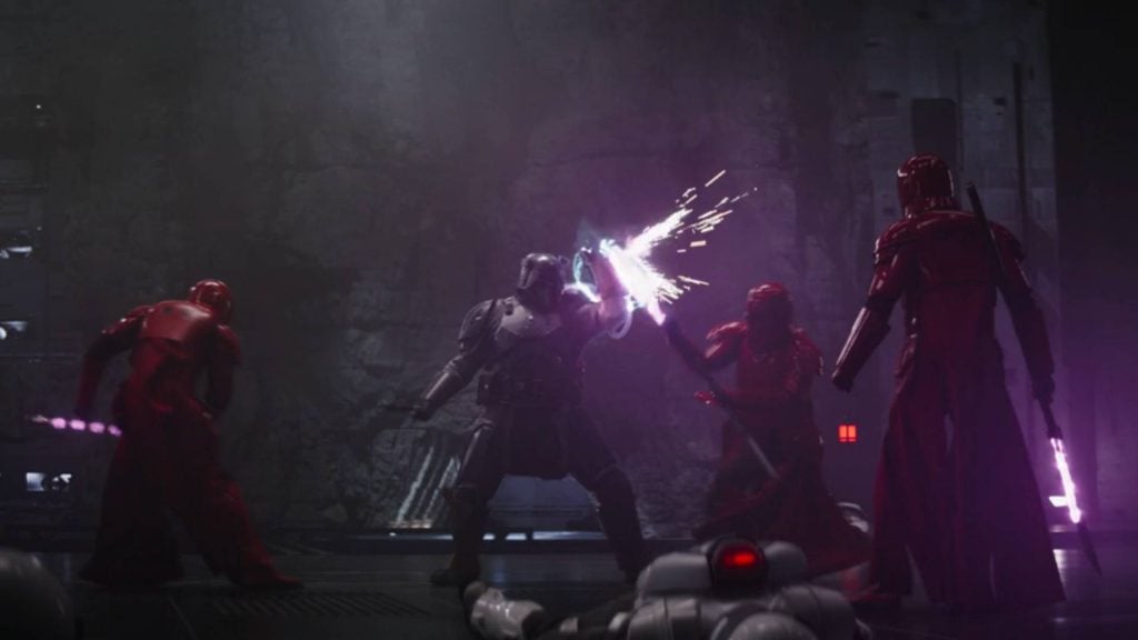 Paz Vizsla fights Praetor Guardians