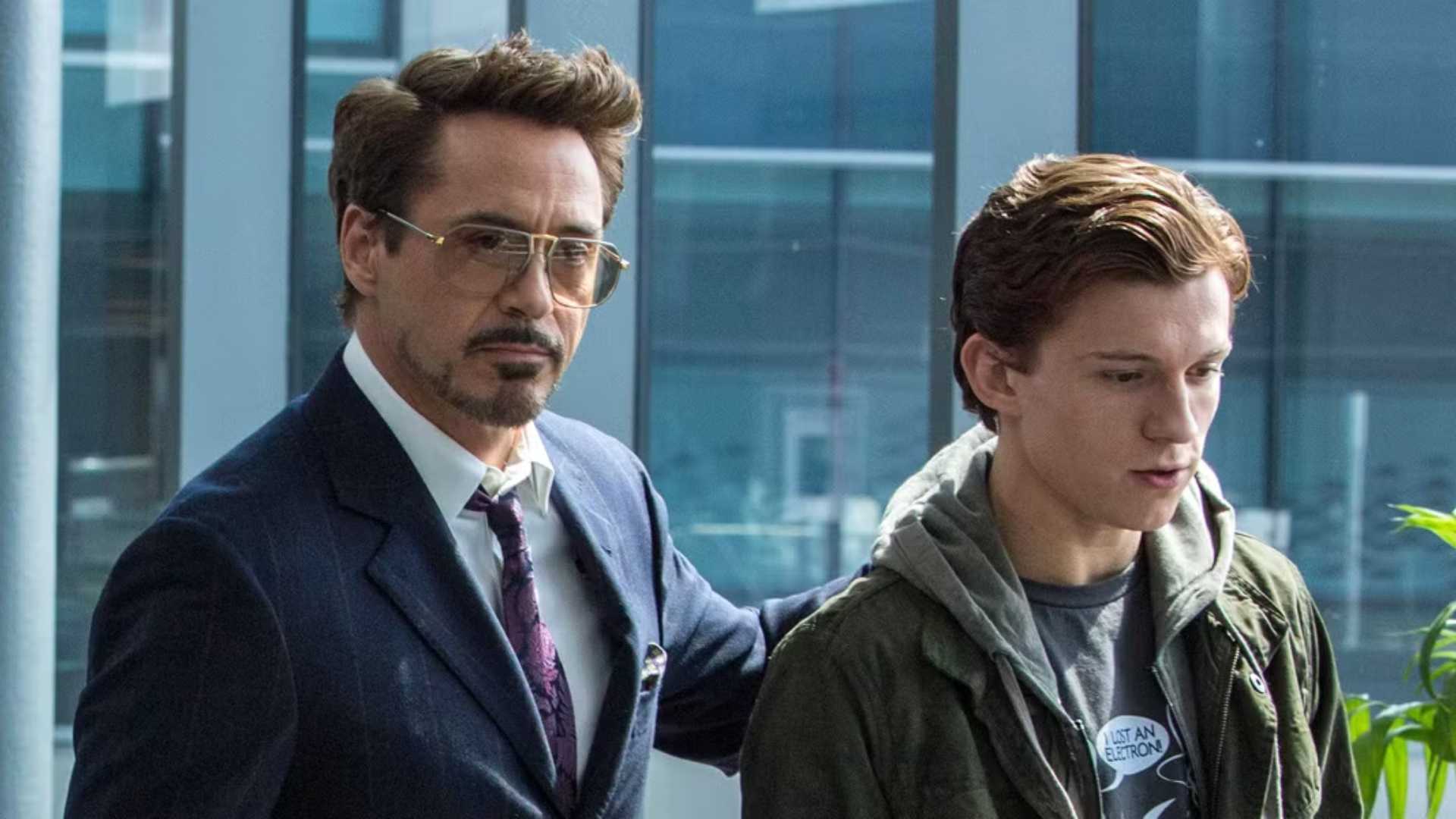 Tony Stark and Peter Parker in Spider-Man: Homecoming