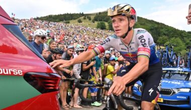 Remco Evenepoel stalled on Col du Haag, stage 14, 2026 Tour de France
