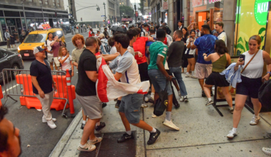 England fans involved in furious punch-up in New York on night of World Cup defeat