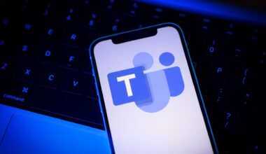 Microsoft Teams logo on smartphone