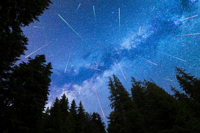 A view of the stars of the Milky Way and the Perseid Meteor Shower.